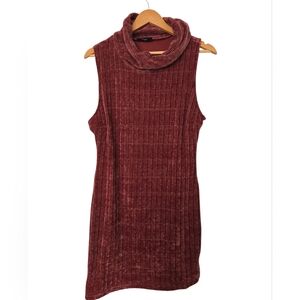 Trac Sleeveless Cowl Neck Sweater in Burgundy Size 1xl